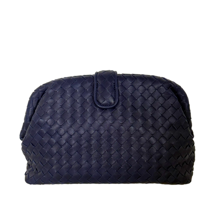 Bottega Veneta The Lauren 1980 Clutch Nappa Intrecciato dunkelblau / sehr gut Bottega Veneta