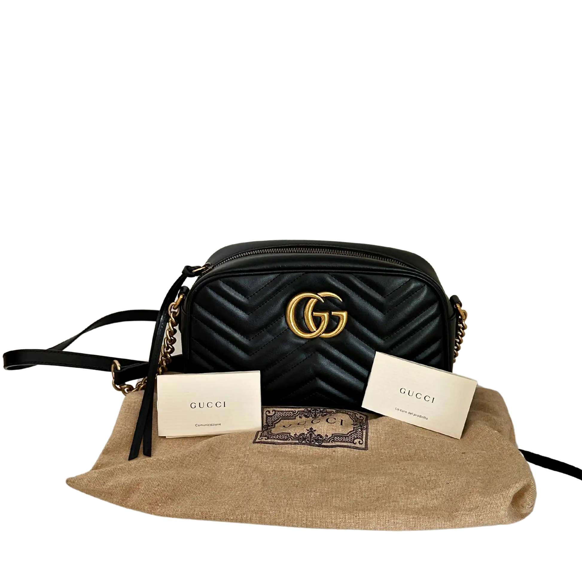 Gucci GG Marmont schwarz Leder Small / neuwertig Gucci