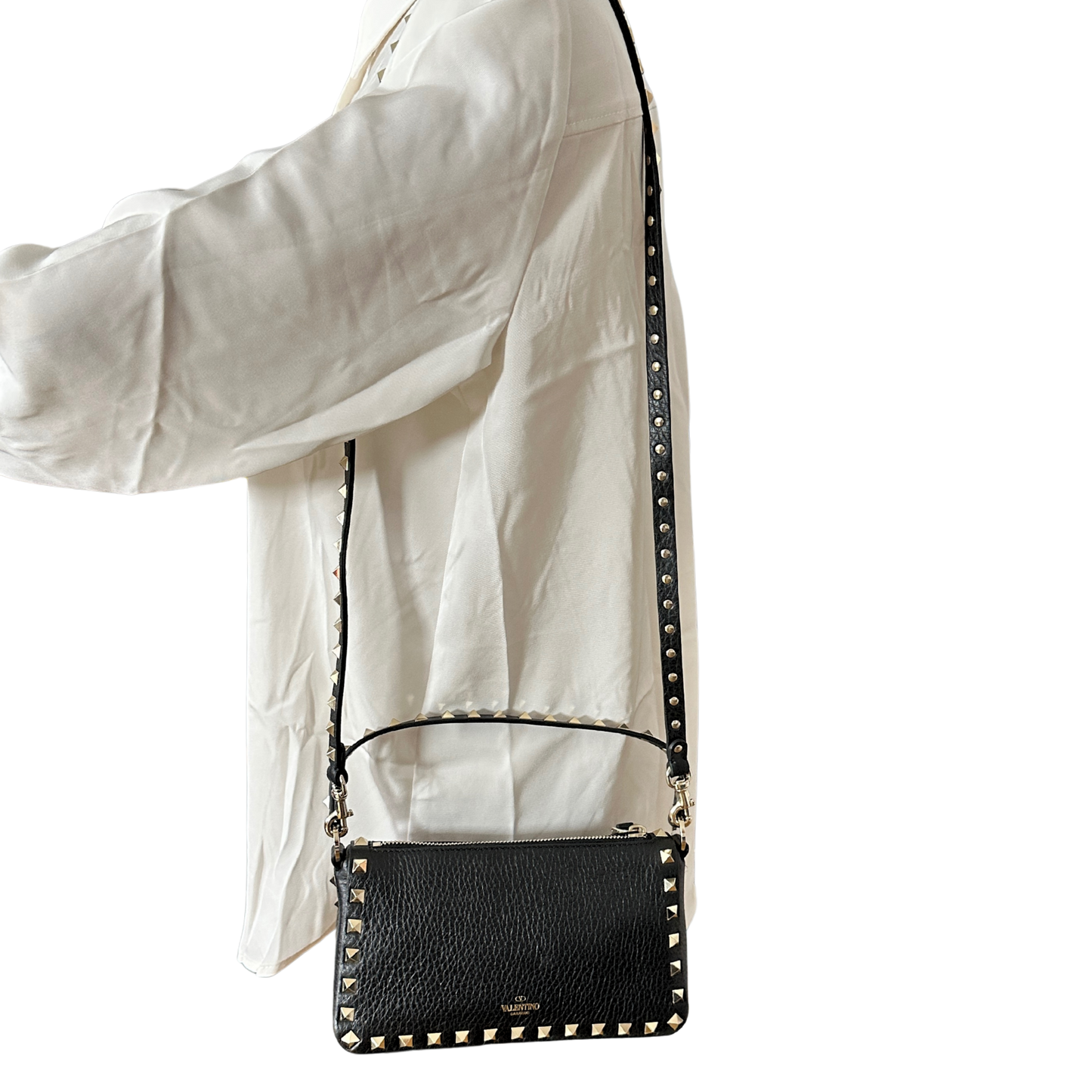 Valentino kleine Rockstud Schultertasche Kalbsleder schwarz / neuwertig Valentino