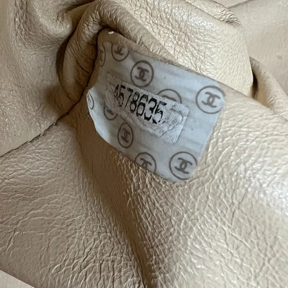 Chanel Vintage Shopper Tasche Kaviar Leder beige / akzeptabel Chanel