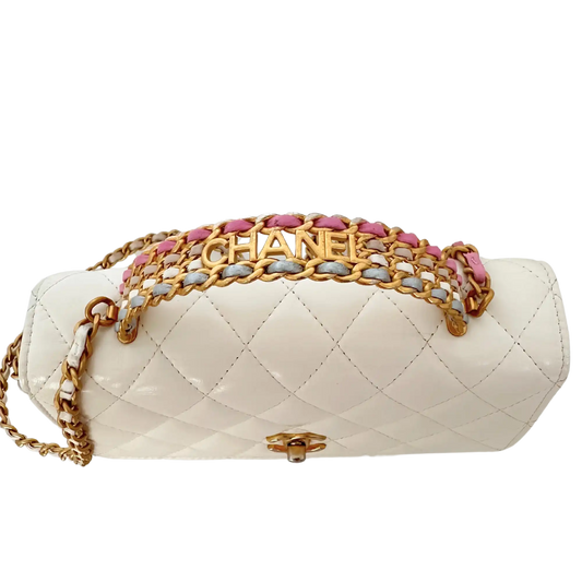 Chanel Multicolor Top Handle Wallet on Chain weiß / gut Echtheitscheck