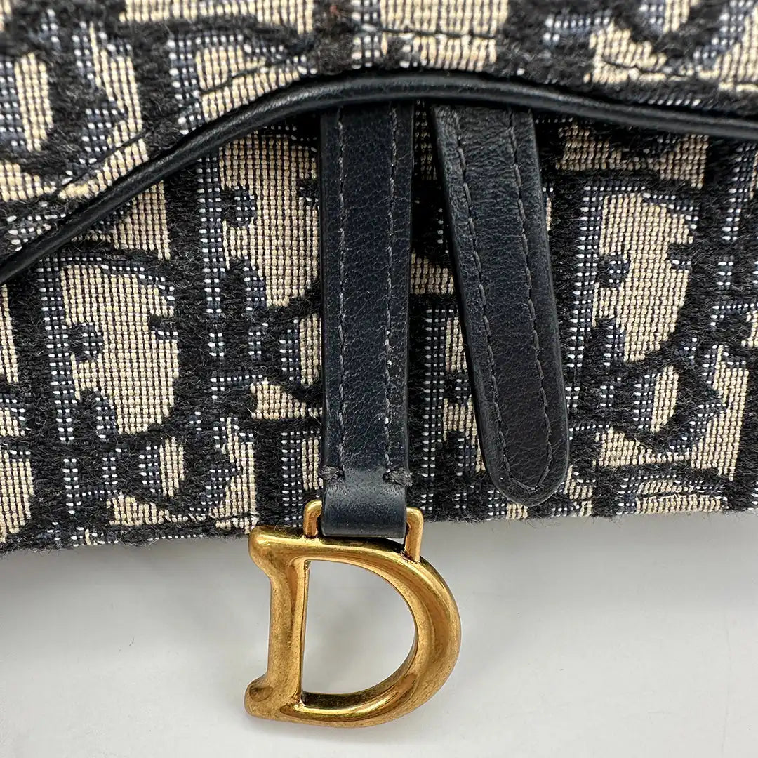 Dior Saddle Gürteltasche Oblique Jacquard in Blau / sehr gut Dior