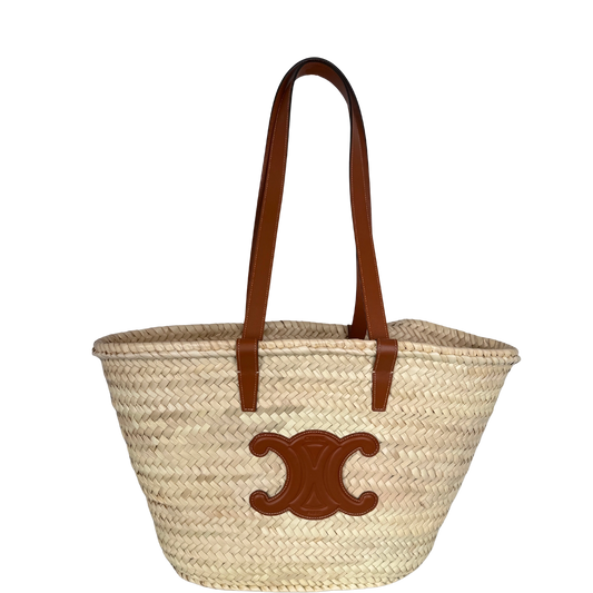 Celine Korbtasche Medium braun aus Palmblättern und Kalbsleder / ungetragen CELINE