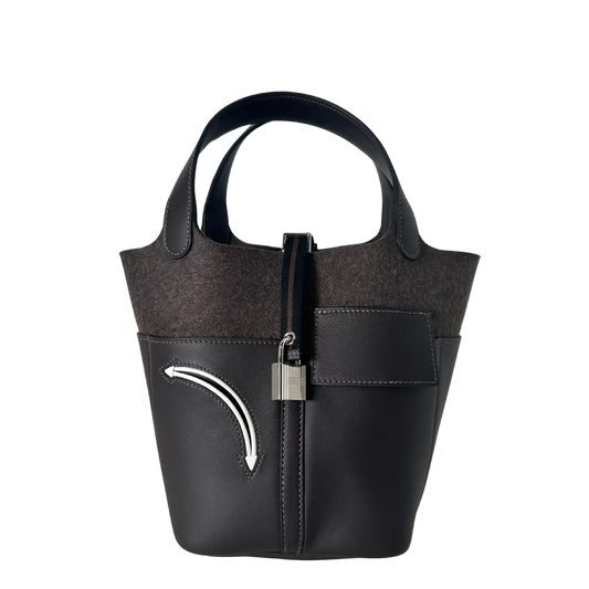 Hermès Picotin Lock 18 Go Swiftleder und Filz Ébène Bluebox Fullset / ungetragen Hermès