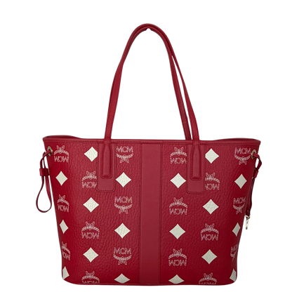 MCM Liz Shopper Visetos Canvas  rot weiss / neuwertig MCM