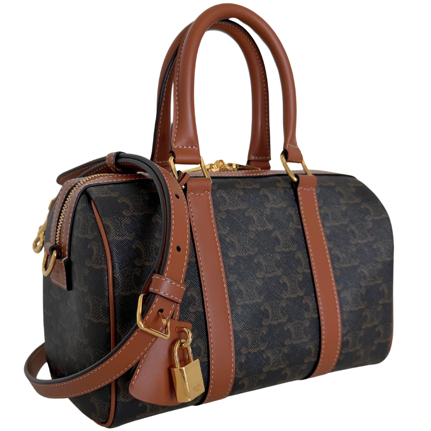 Celine mittelgroße Boston Bag aus Triomphe Canvas Fullset / neuwertig CELINE