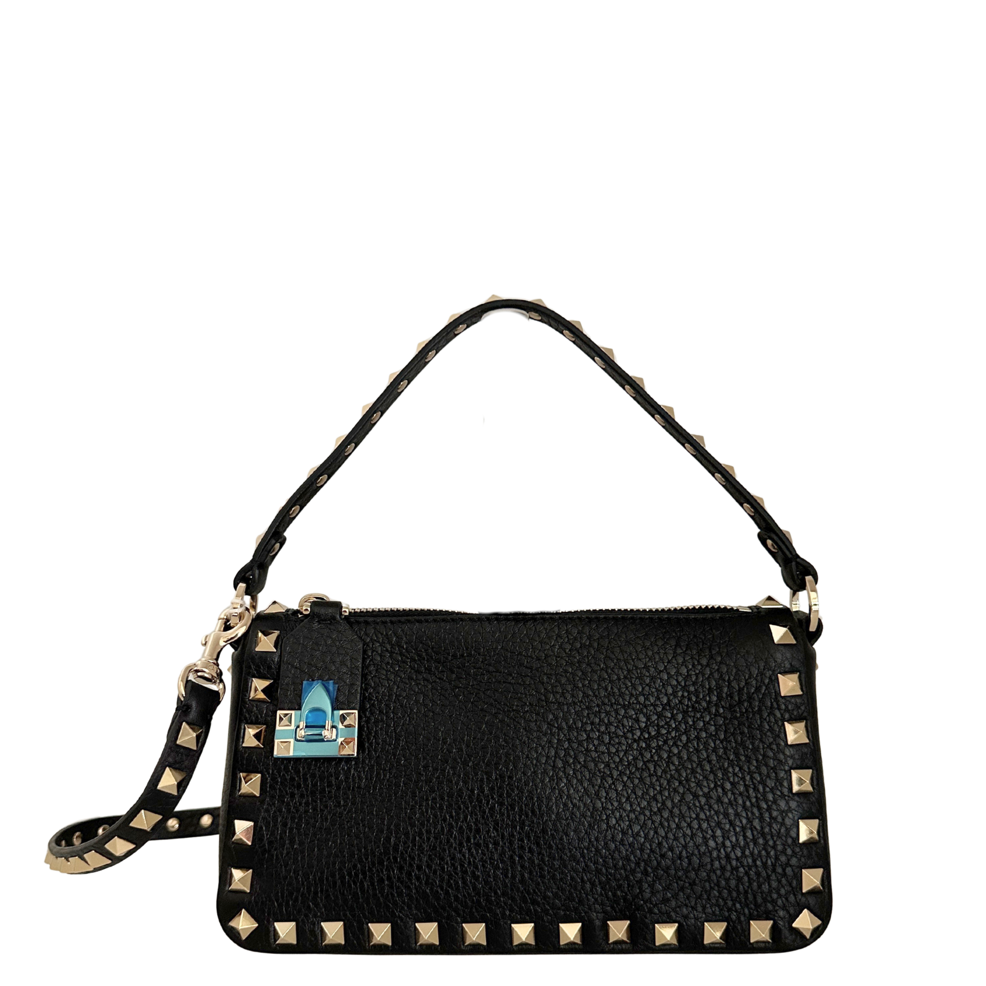 Valentino kleine Rockstud Schultertasche Kalbsleder schwarz / neuwertig Valentino
