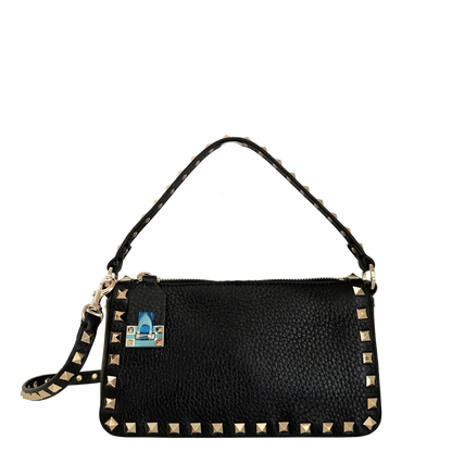 Valentino kleine Rockstud Schultertasche Kalbsleder schwarz / neuwertig Valentino
