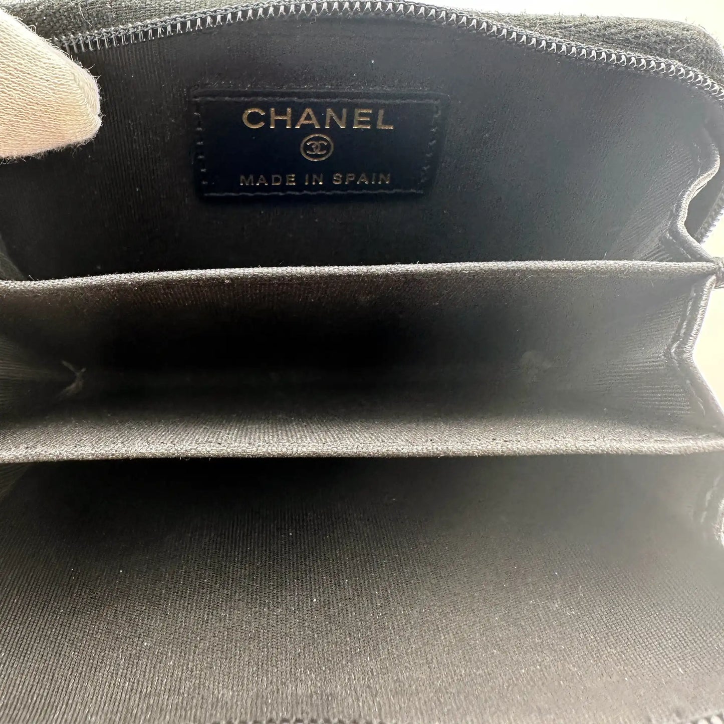 Chanel Coco Mark  kleine Geldbörse CC Leder schwarz / sehr gut