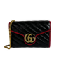 Gucci Torchon GG Marmont Wallet on Chain rot schwarz Leder / neuwertig Gucci