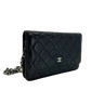Chanel Wallet on Chain Bag Lammleder Leder schwarz silberne Hardware / gut Chanel