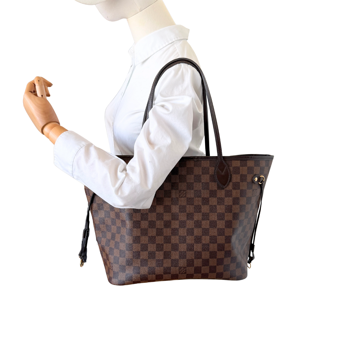 Louis Vuitton Neverfull MM Damier Ebene Rose Ballerine / sehr gut Louis Vuitton