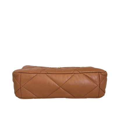 Chanel 19 Flap Bag Medium Tasche glänzendes Lammleder Caramel / sehr gut Chanel