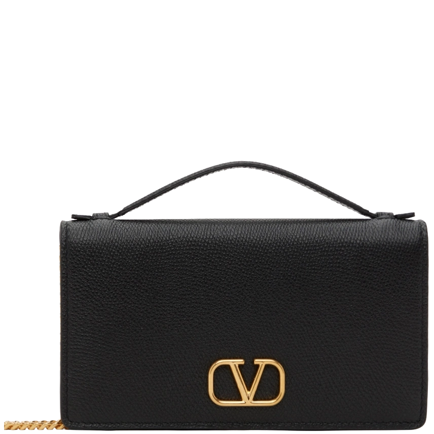 Valentino VLogo Wallet on Chain Kalbsleder schwarz / neuwertig Valentino