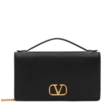 Valentino VLogo Wallet on Chain Kalbsleder schwarz / neuwertig Valentino