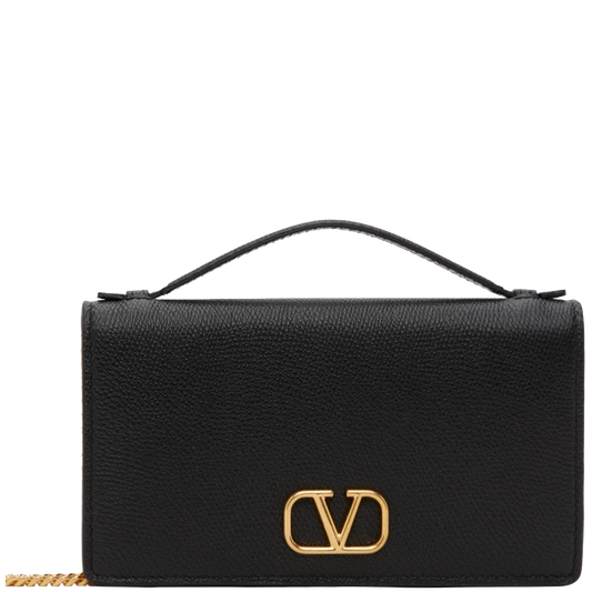 Valentino VLogo Wallet on Chain Kalbsleder schwarz / neuwertig Valentino