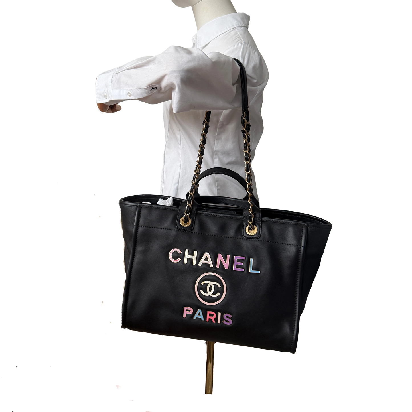 Chanel Deauville Leder Multicolor Tote Bag / sehr gut Chanel