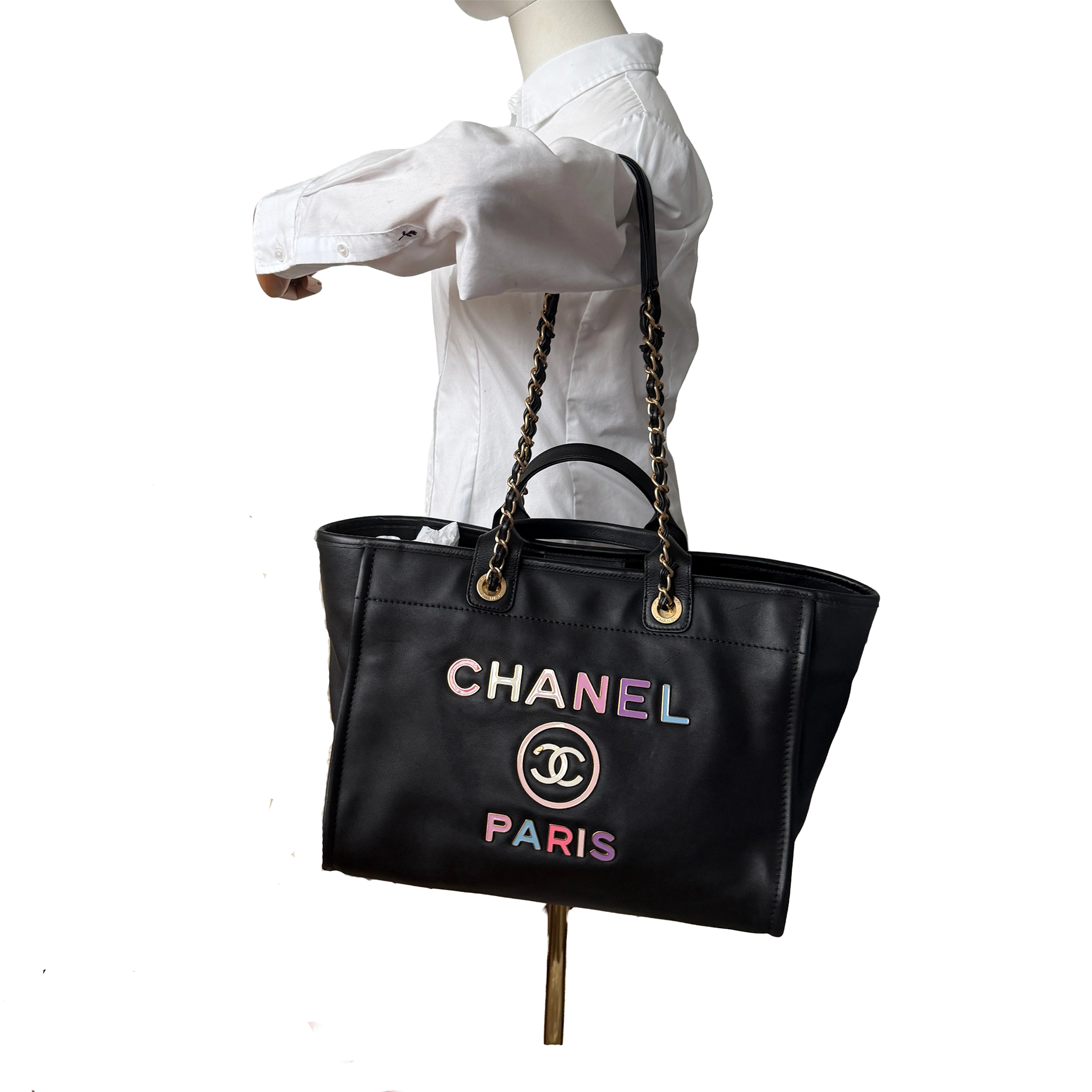 Chanel Deauville Leder Multicolor Tote Bag / sehr gut Chanel