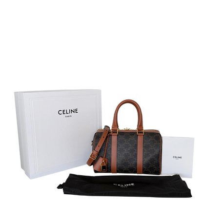 Celine mittelgroße Boston Bag aus Triomphe Canvas Fullset / neuwertig CELINE