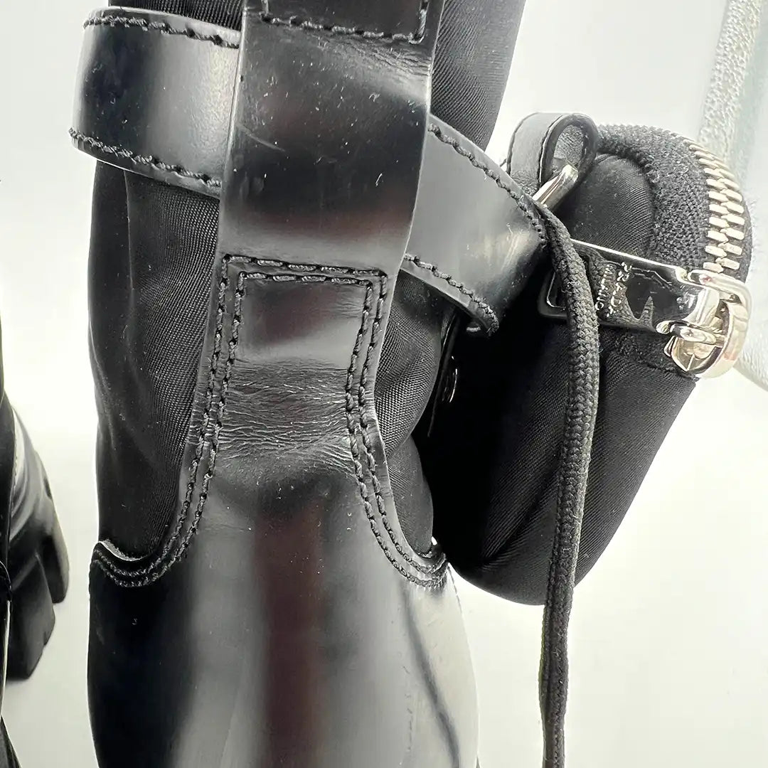 Prada Monolith Stiefel aus gebürstetem Leder und Re-Nylon EU 38,5 / sehr gut Prada