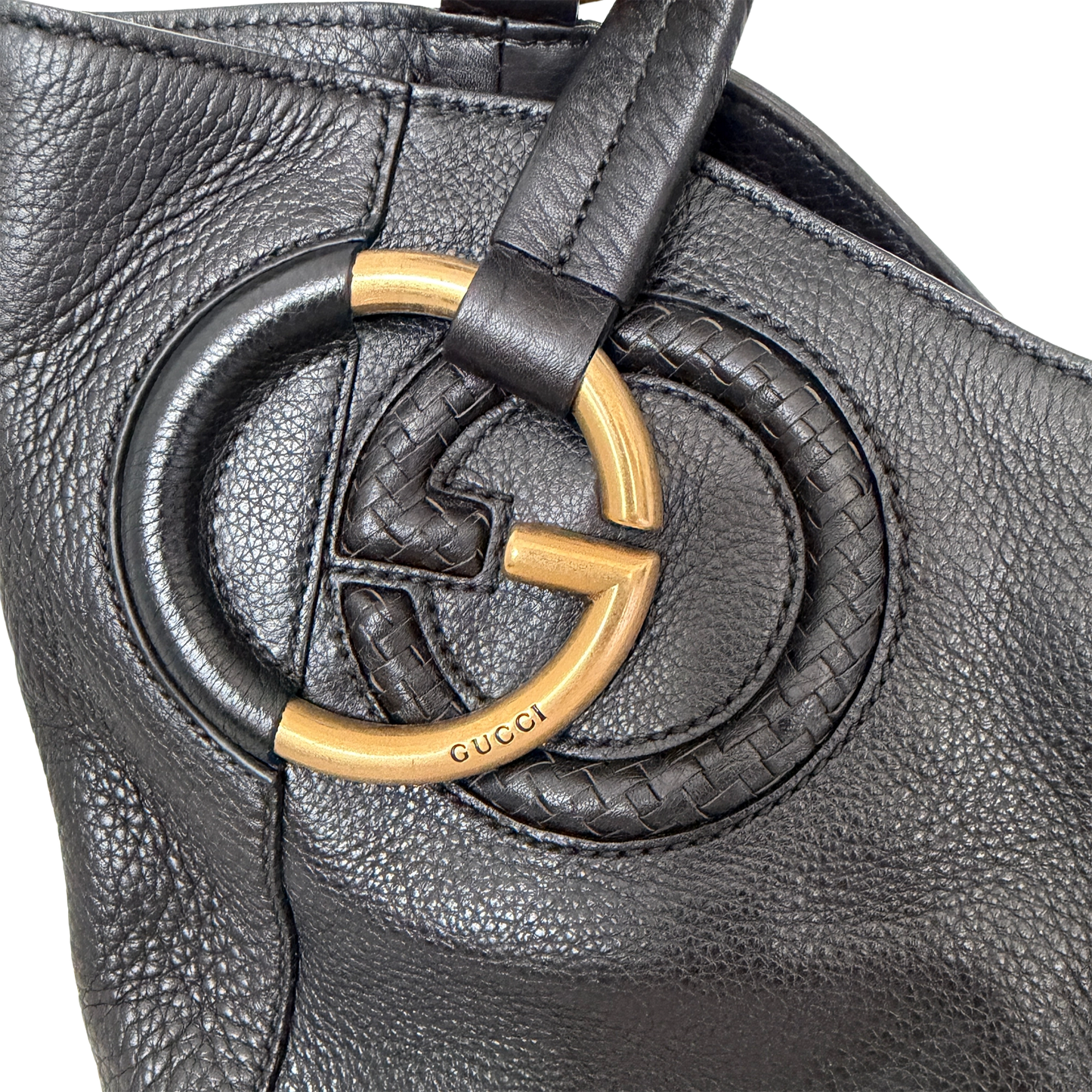 Gucci Kalbsleder Tote Bag schwarz goldene Hardware / sehr gut Gucci