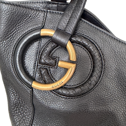 Gucci Kalbsleder Tote Bag schwarz goldene Hardware / sehr gut Gucci