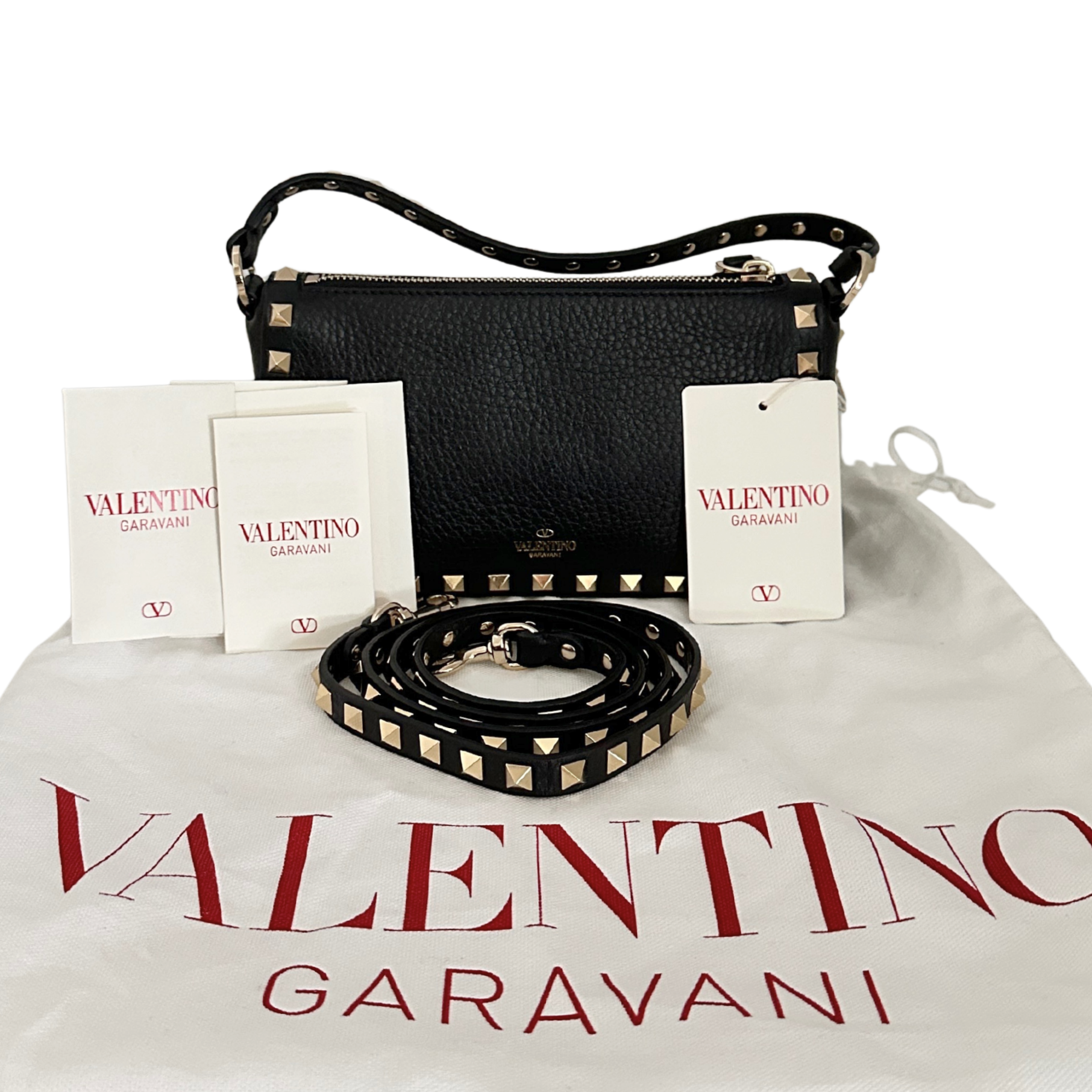 Valentino kleine Rockstud Schultertasche Kalbsleder schwarz / neuwertig Valentino