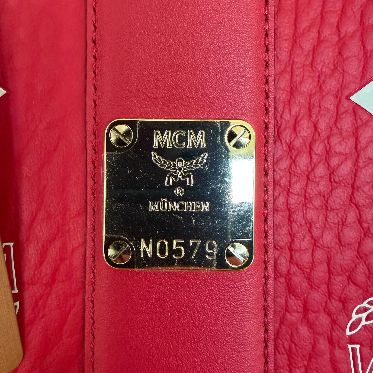MCM Liz Shopper Visetos Canvas  rot weiss / neuwertig MCM