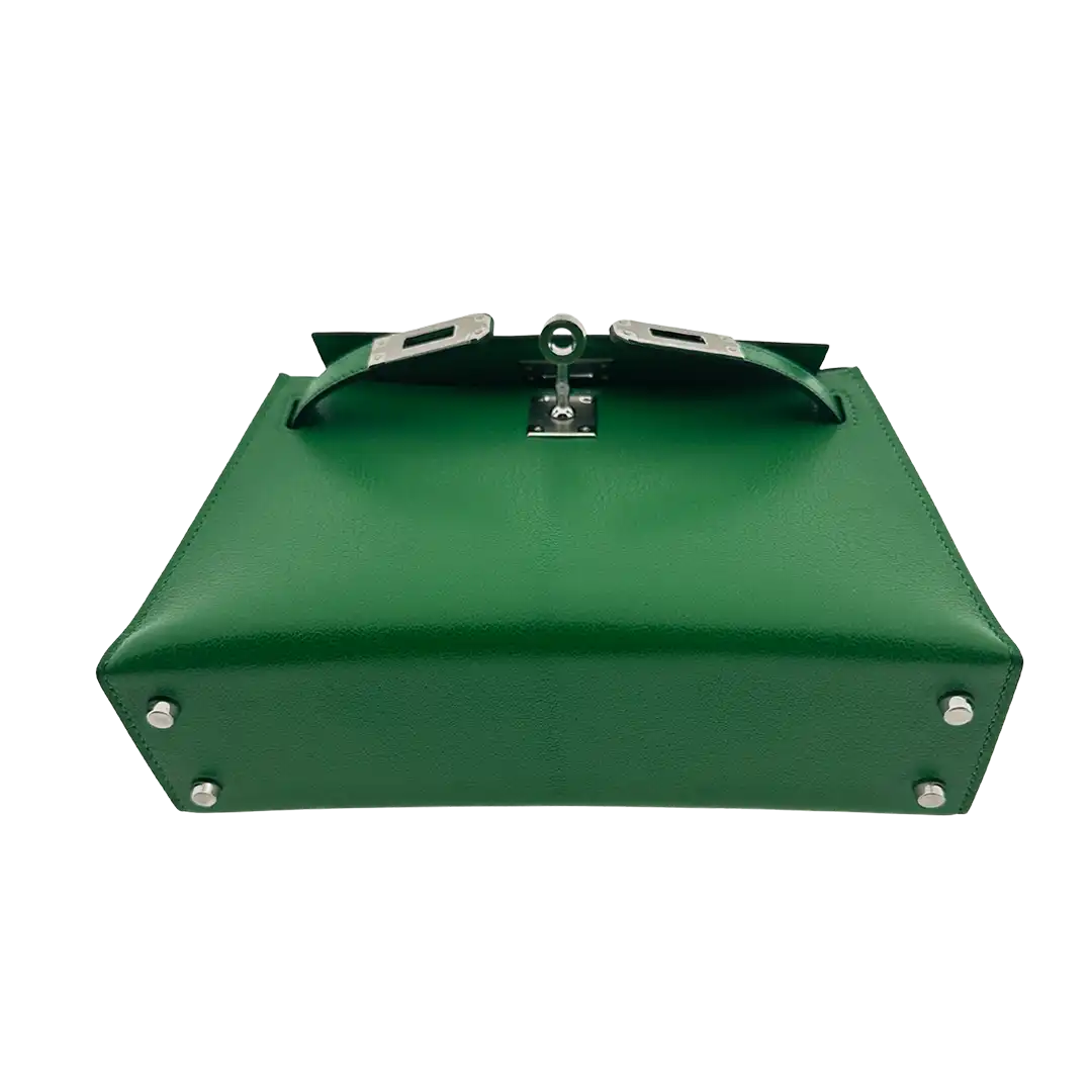 Hermès Mini Kelly II 20 Sellier Chevre Chamkila 1k Bambou Paladium Fullset / ungetragen Hermès