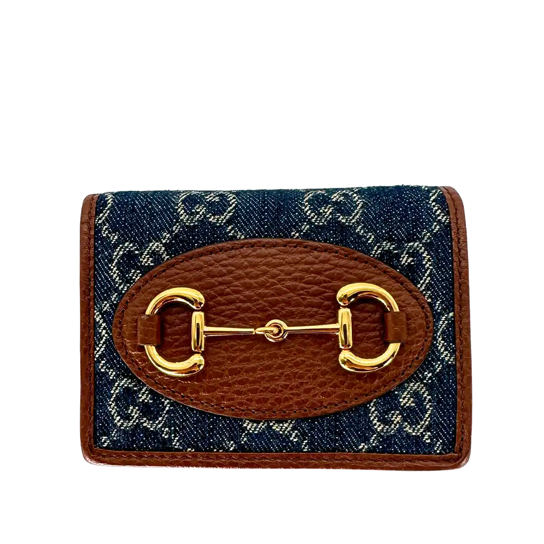 ucci GG Denim Horsebit 1955 Wallet Geldbörse / ungetragen Gucci