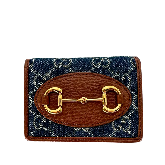 ucci GG Denim Horsebit 1955 Wallet Geldbörse / ungetragen Gucci