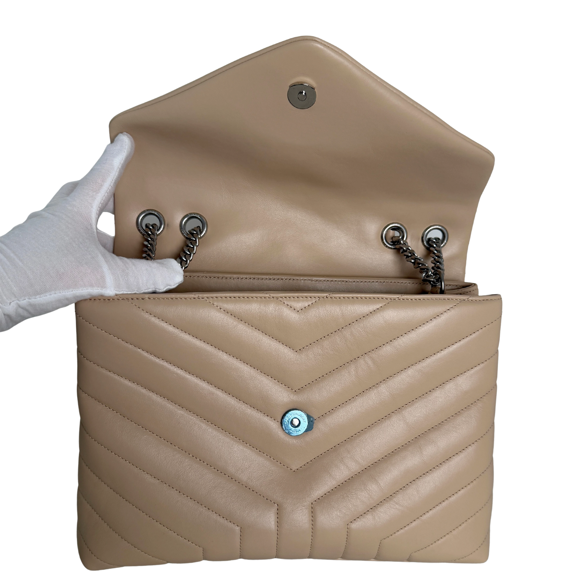 Saint Laurent YSL LouLou Medium Leder beige silber Hardware / sehr gut Saint Laurent