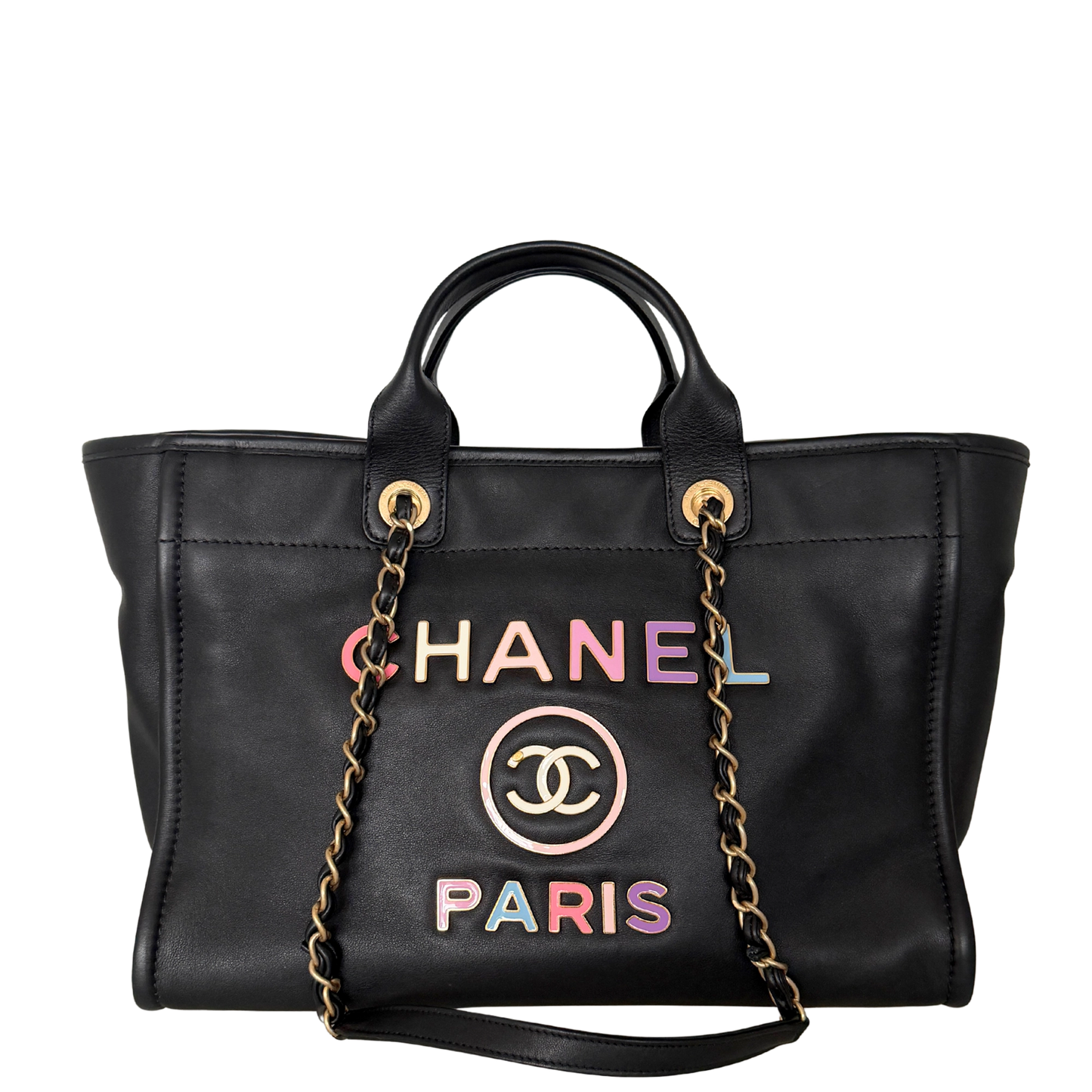 Chanel Deauville Leder Multicolor Tote Bag / sehr gut Chanel