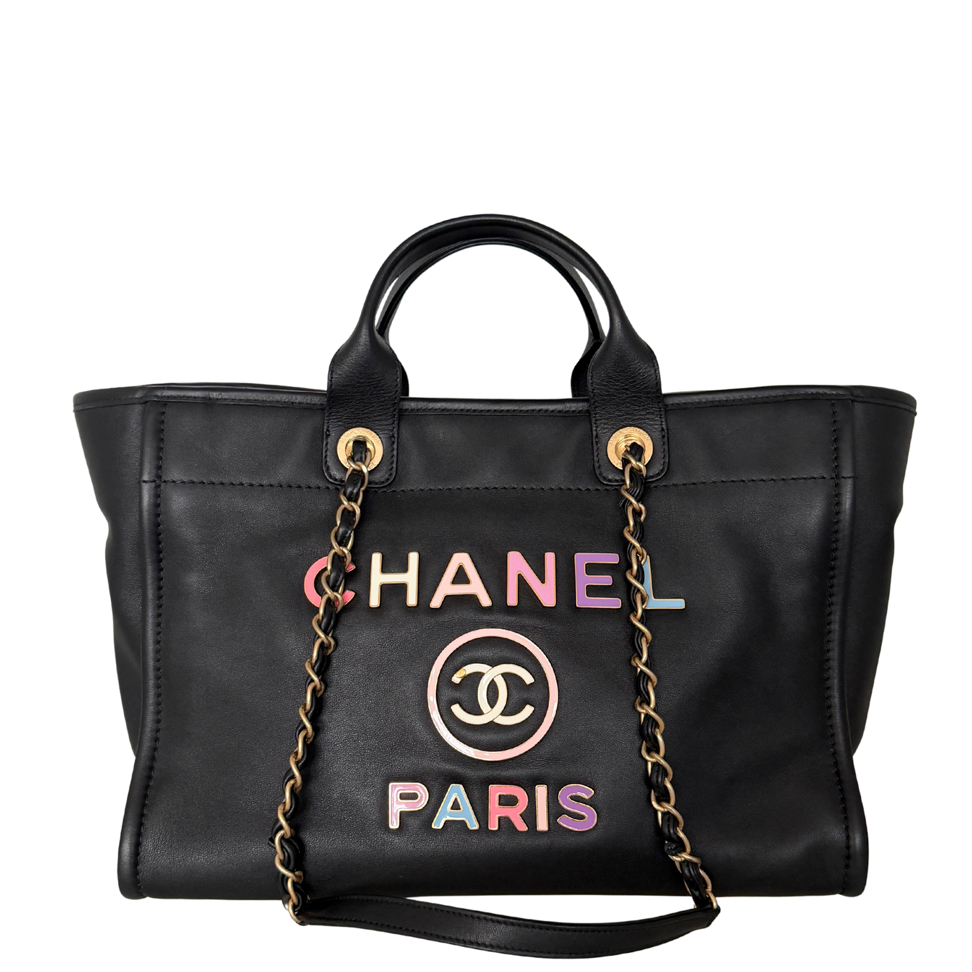Chanel Deauville Leder Multicolor Tote Bag / sehr gut Chanel