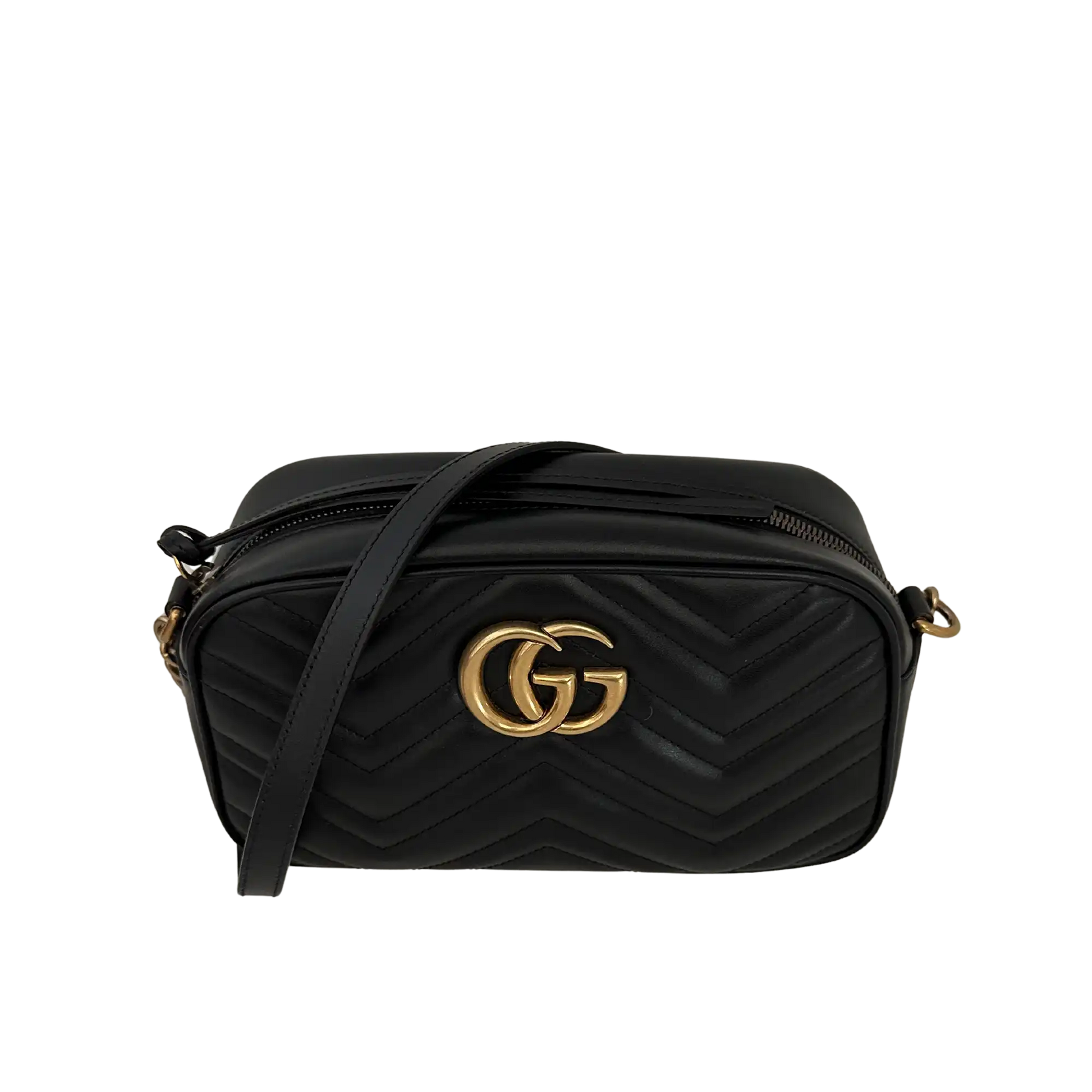 Gucci GG Marmont schwarz Leder Small / neuwertig Gucci