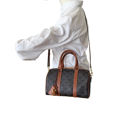 Celine mittelgroße Boston Bag aus Triomphe Canvas Fullset / neuwertig CELINE