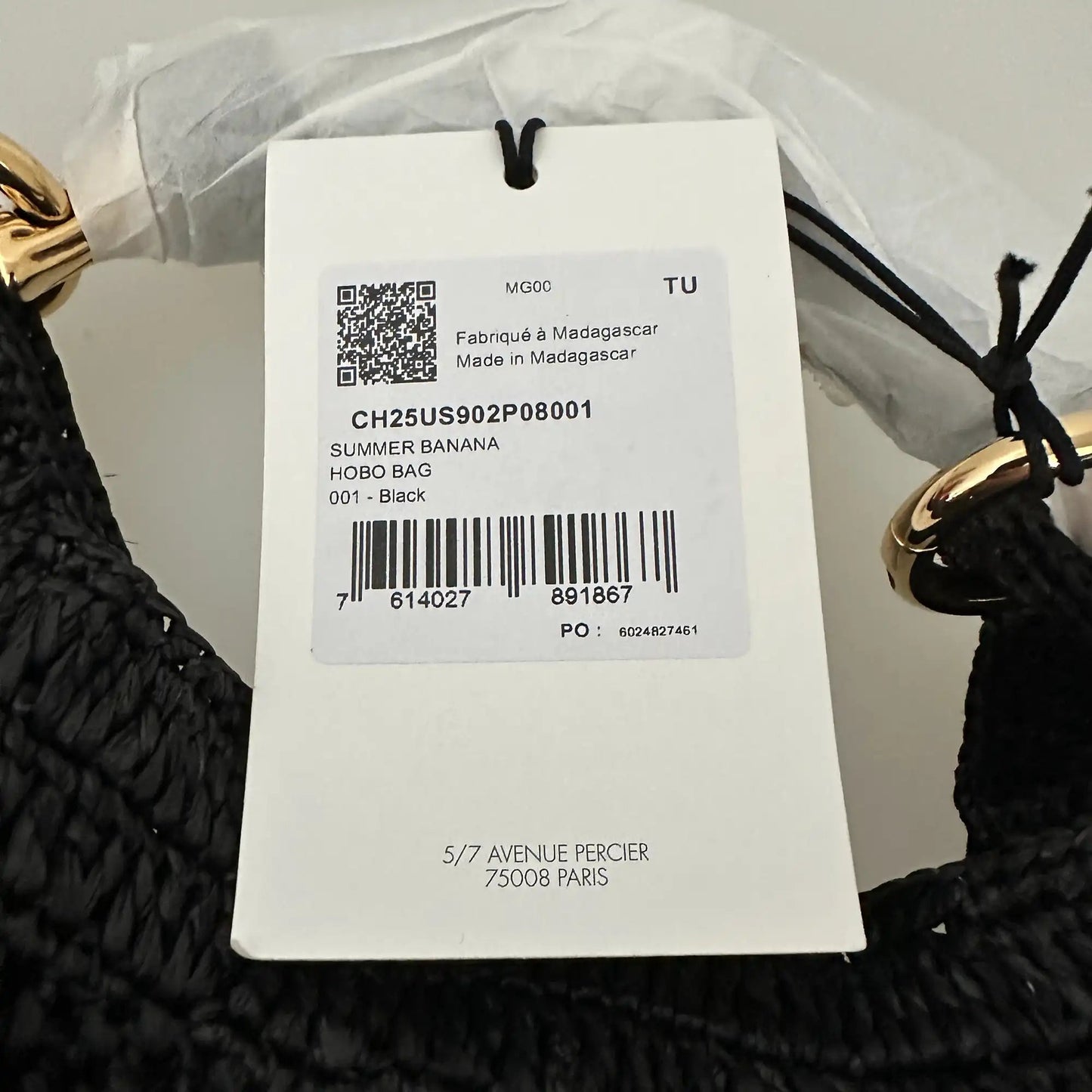 Chloé Summer Banana Hobo Bag aus geflocktenen Fasern schwarz / ungetragen Chloe