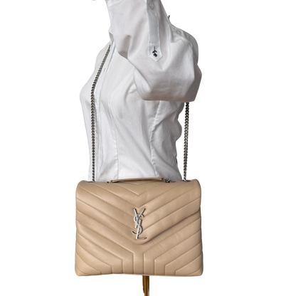 Saint Laurent YSL LouLou Medium Leder beige silber Hardware / sehr gut Saint Laurent