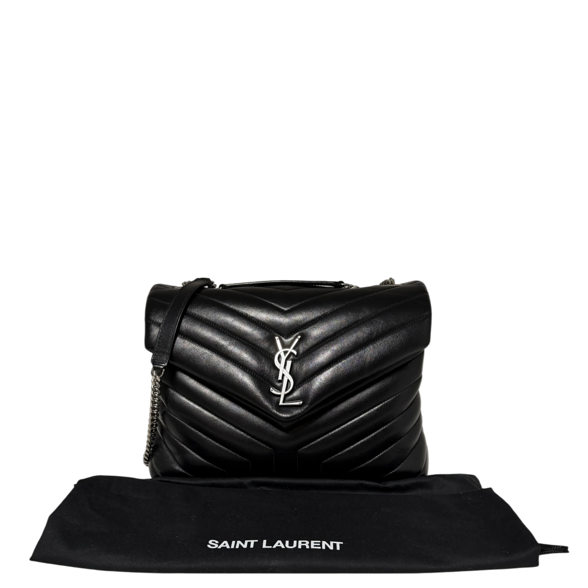 Saint Laurent LouLou Medium Leder schwarz silberne Hardware / sehr gut Saint Laurent