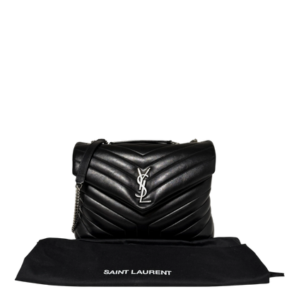 Saint Laurent LouLou Medium Leder schwarz silberne Hardware / sehr gut Saint Laurent