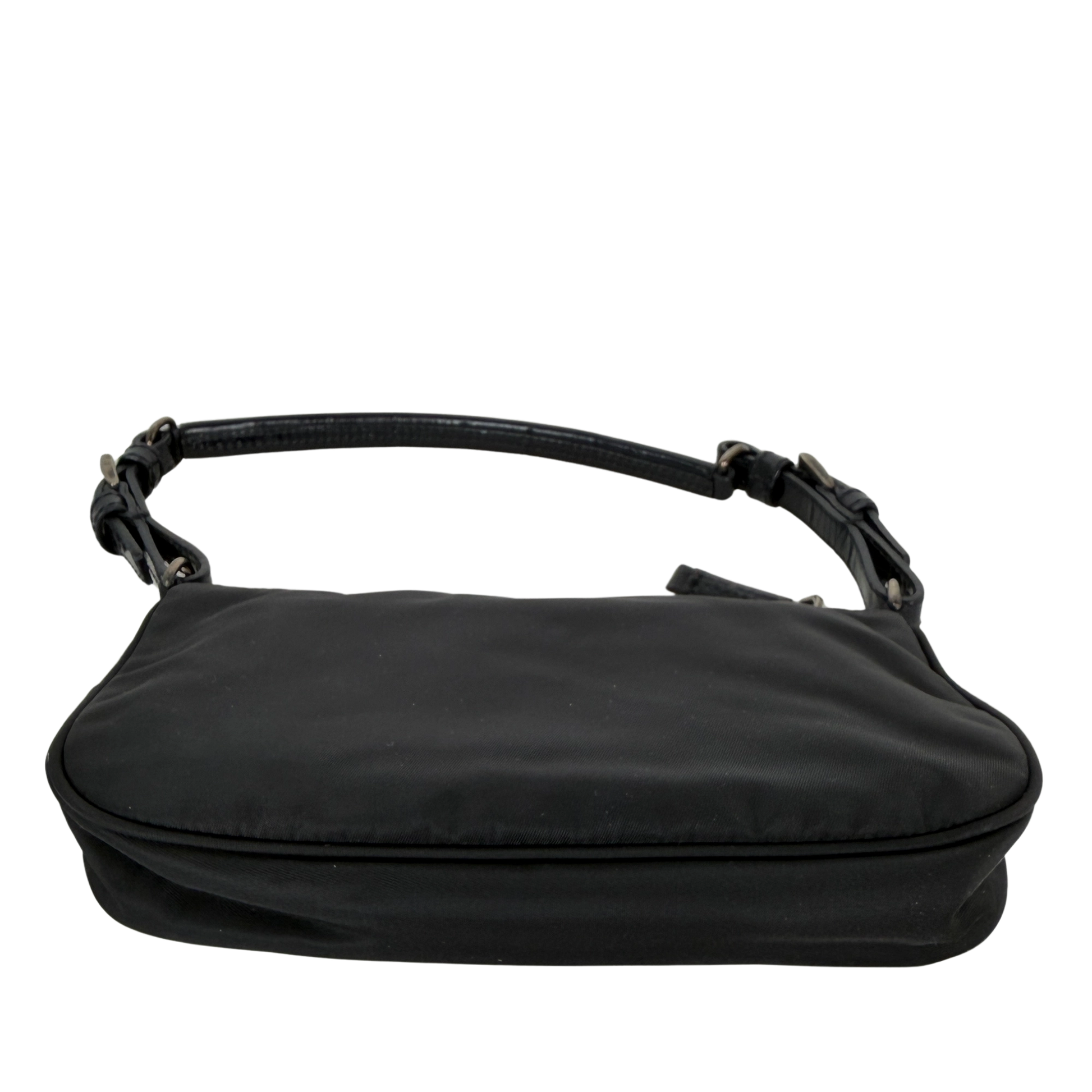 Prada Mini Bag aus Nylon schwarz mit Strass-Logo / sehr gut Prada
