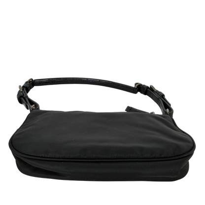 Prada Mini Bag aus Nylon schwarz mit Strass-Logo / sehr gut Prada