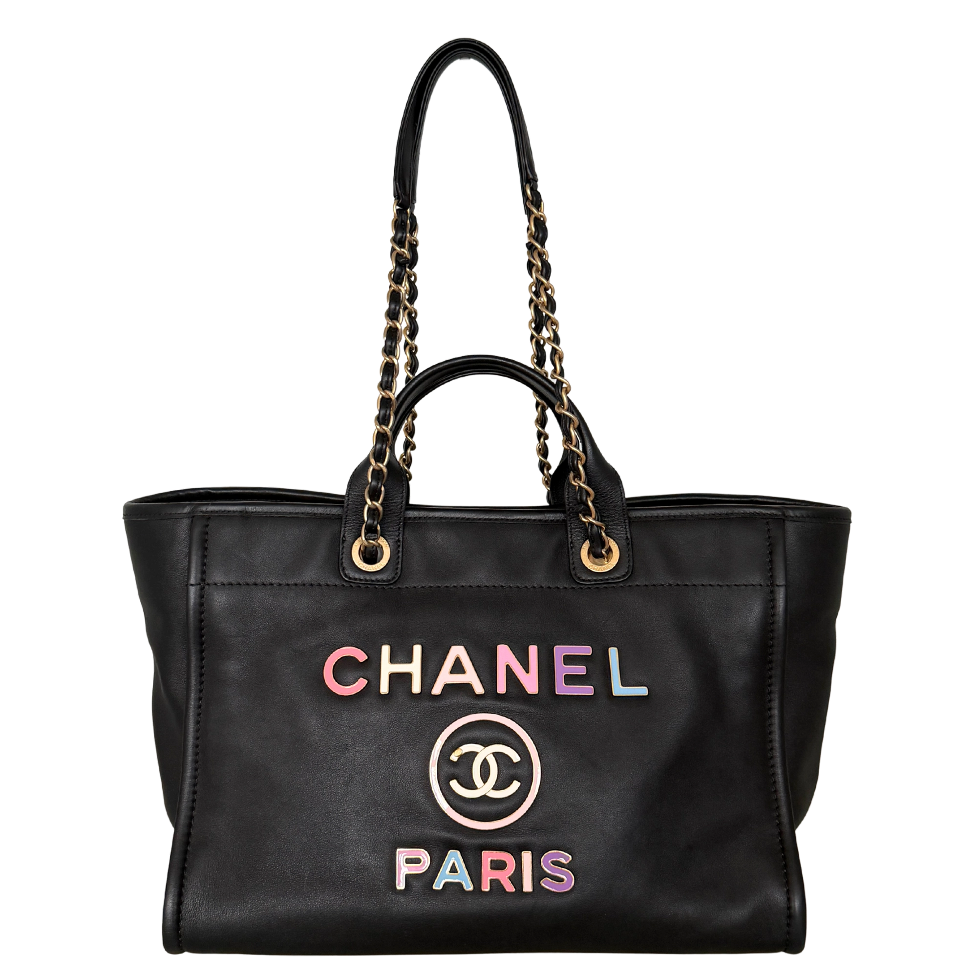 Chanel Deauville Leder Multicolor Tote Bag / sehr gut Chanel