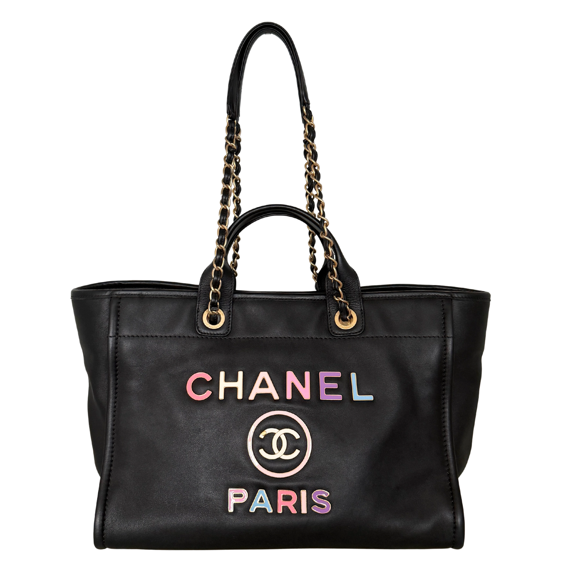 Chanel Deauville Leder Multicolor Tote Bag / sehr gut Chanel