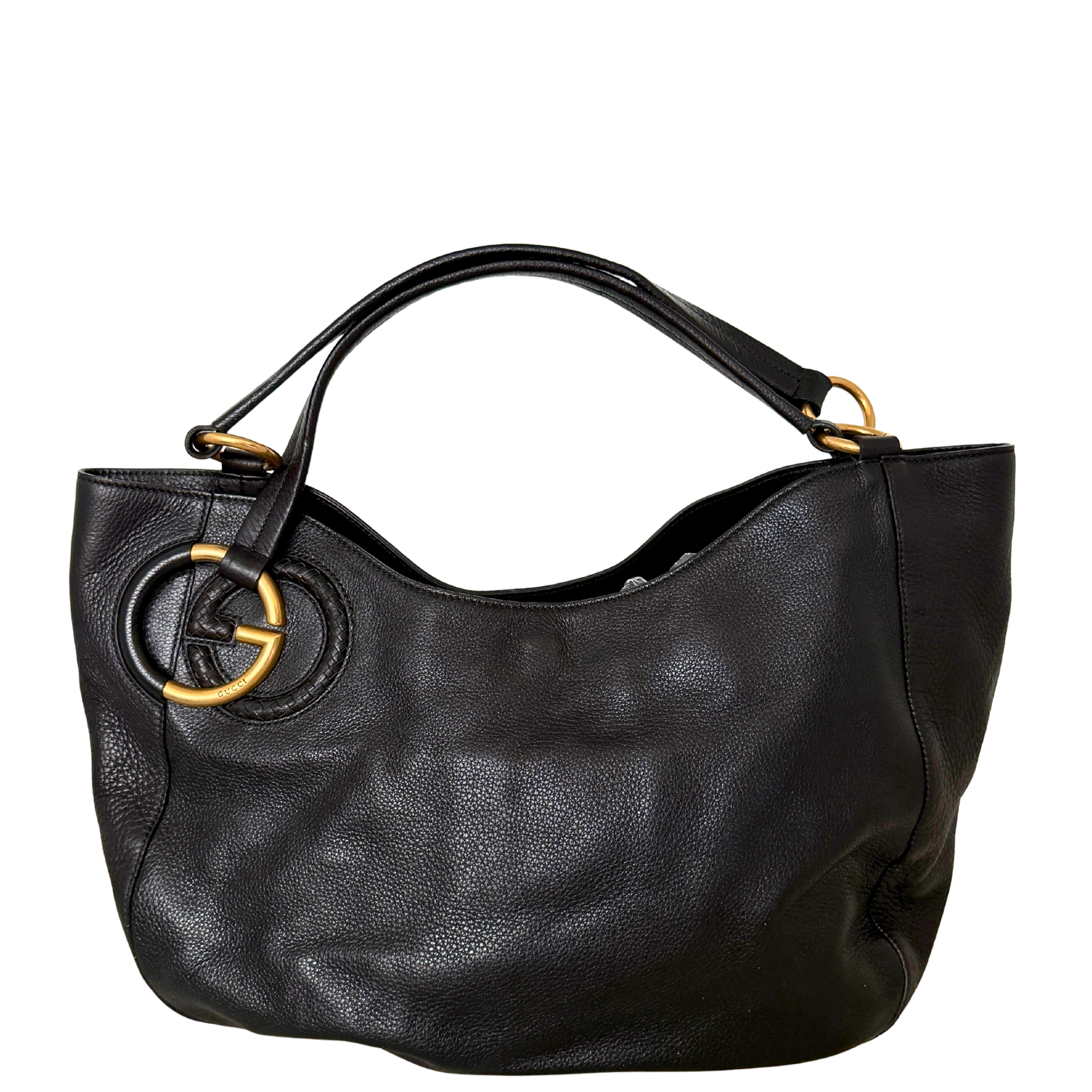 Gucci Kalbsleder Tote Bag schwarz goldene Hardware / sehr gut Gucci