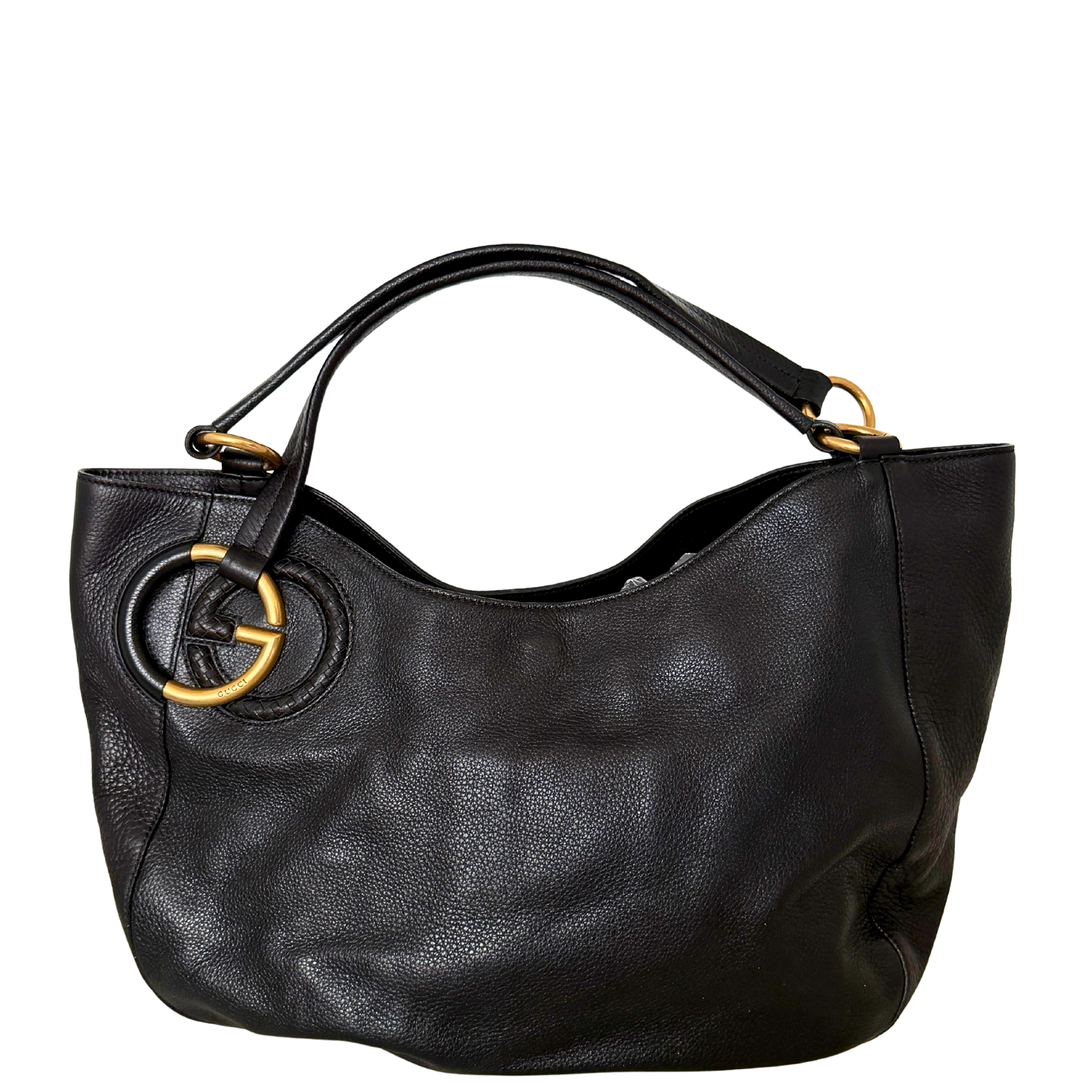 Gucci Kalbsleder Tote Bag schwarz goldene Hardware / sehr gut Gucci