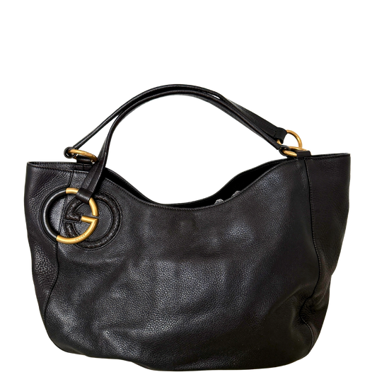 Gucci Kalbsleder Tote Bag schwarz goldene Hardware / sehr gut Gucci