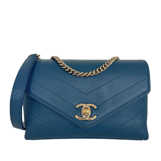 Chanel Chevron Coco Waist Bag  blau / sehr gut Echtheitscheck