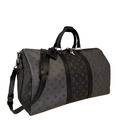 Louis Vuitton Keepall 50 Bandouliere Monogram Eclipse Reverse 50 grau / ungetragen Louis Vuitton