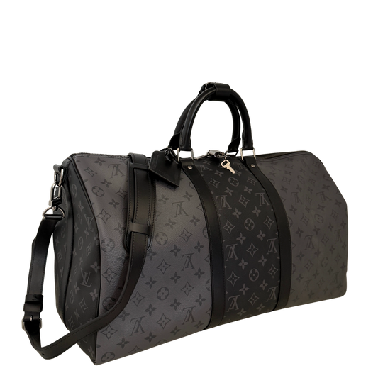 Louis Vuitton Keepall 50 Bandouliere Monogram Eclipse Reverse 50 grau / ungetragen Louis Vuitton
